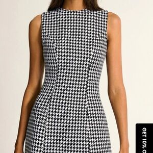 Commense Monochrome Houndstooth Mini Dress